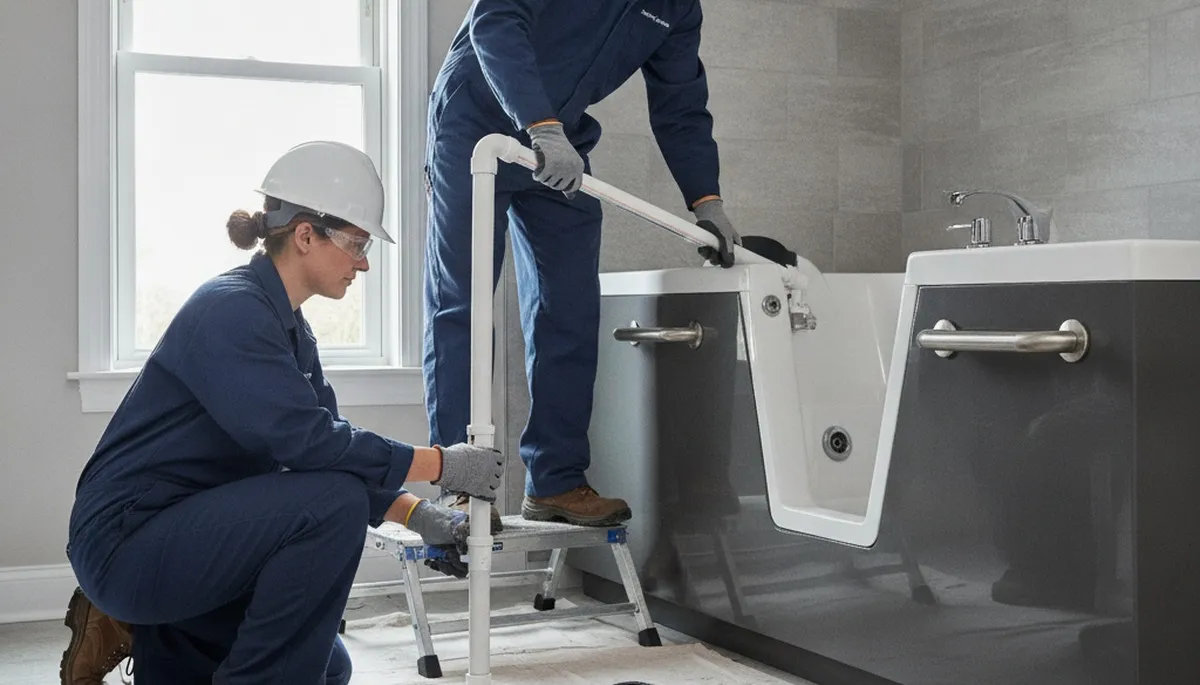 Fort Lauderdale, FL plumbers installing a walk-in tub for safer bathroom access