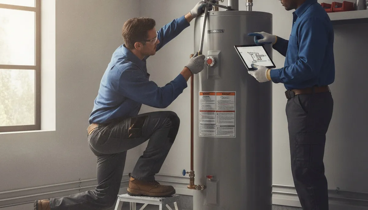 Fort Lauderdale, FL plumber repairing a home water heater for fast emergency service